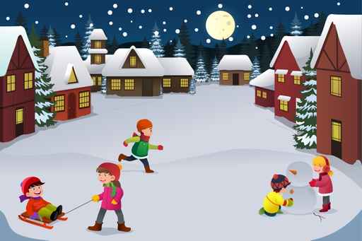 Kids playing in a winter wonderland