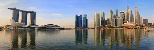 panorama of Singapore skyline at Marina Bay in the morning