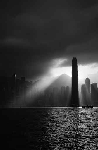 International Finance Centre in silhouette, Hong Kong