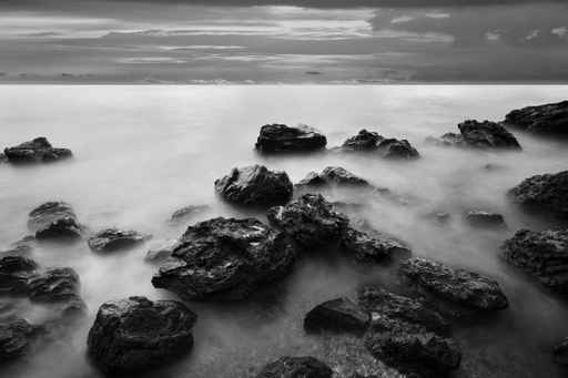long exposure of sea coast in the morning light