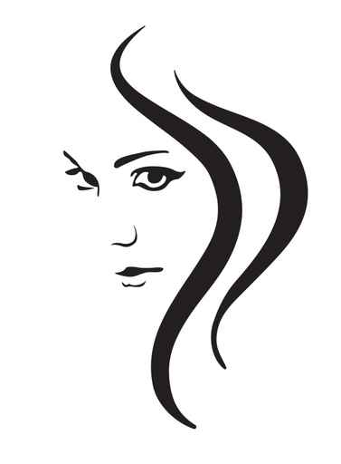 Young woman vector face, fashion symbol