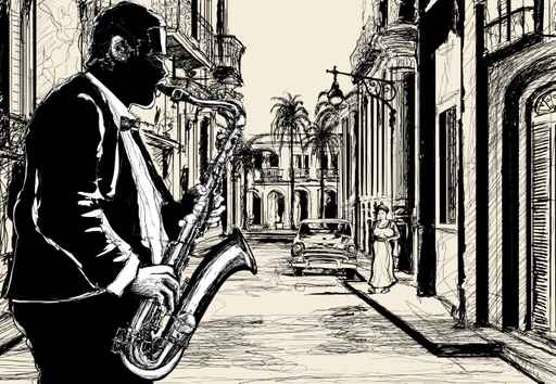 saxophonist in a street of Cuba