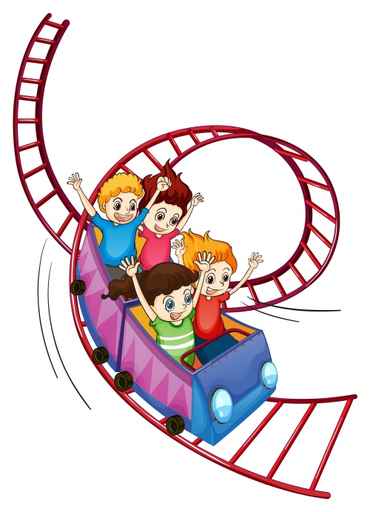 Brave kids riding in a roller coaster ride