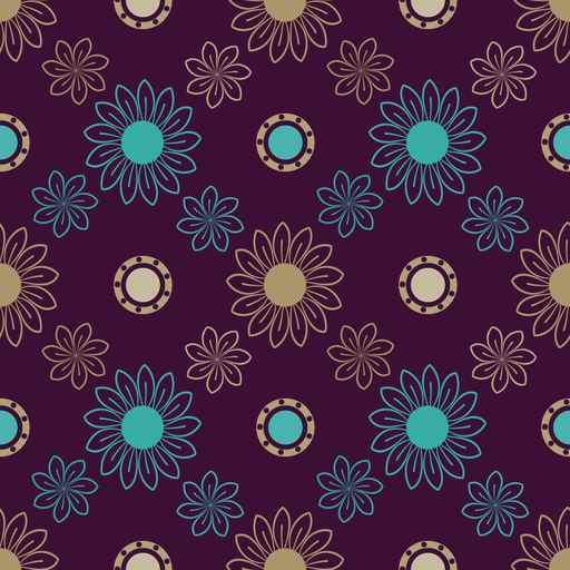Seamless pattern with circles and flowers