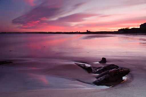 Red sunset at Blyth beach