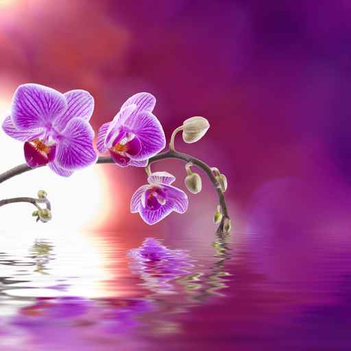 orquidea lila con reflejo en el agua