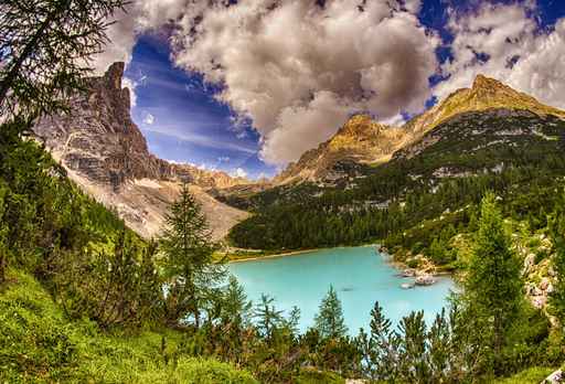 Alpin lake Sorapis - Italian Dolomites stunning landscape