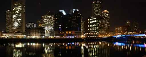 Boston Skyline panorama at night