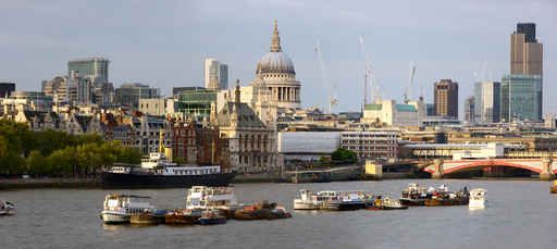 View over the Thames London England UK to St Pauls Cathedral