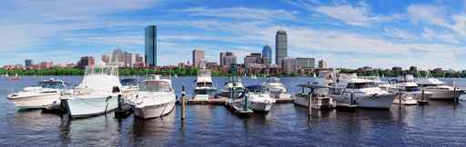 Boston skyline over river
