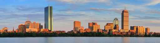 Boston sunset panorama over river