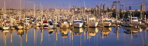 Boats docked at San Diego,CA marina
