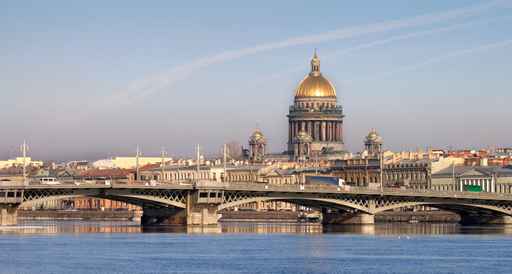 Classical view of Neva river in Saint-Petersburg, Russia