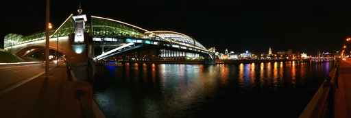 Moscow, Russia. Night. Panoramic view from the embankment 