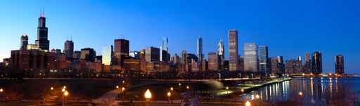 Downtown Chicago panorama at sunset, IL, USA