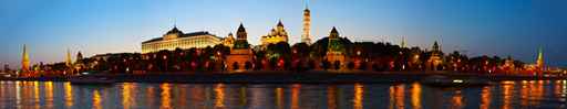 Panorama of Moscow Kremlin in sunset.