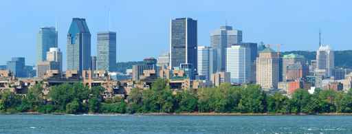 Montreal city skyline over river panorama