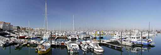 Panoramic colourful boats, Archachon Harbour, Gironde, France