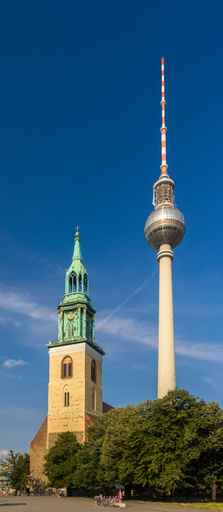St. Mary's Church and TV tower in Berlin - Germany